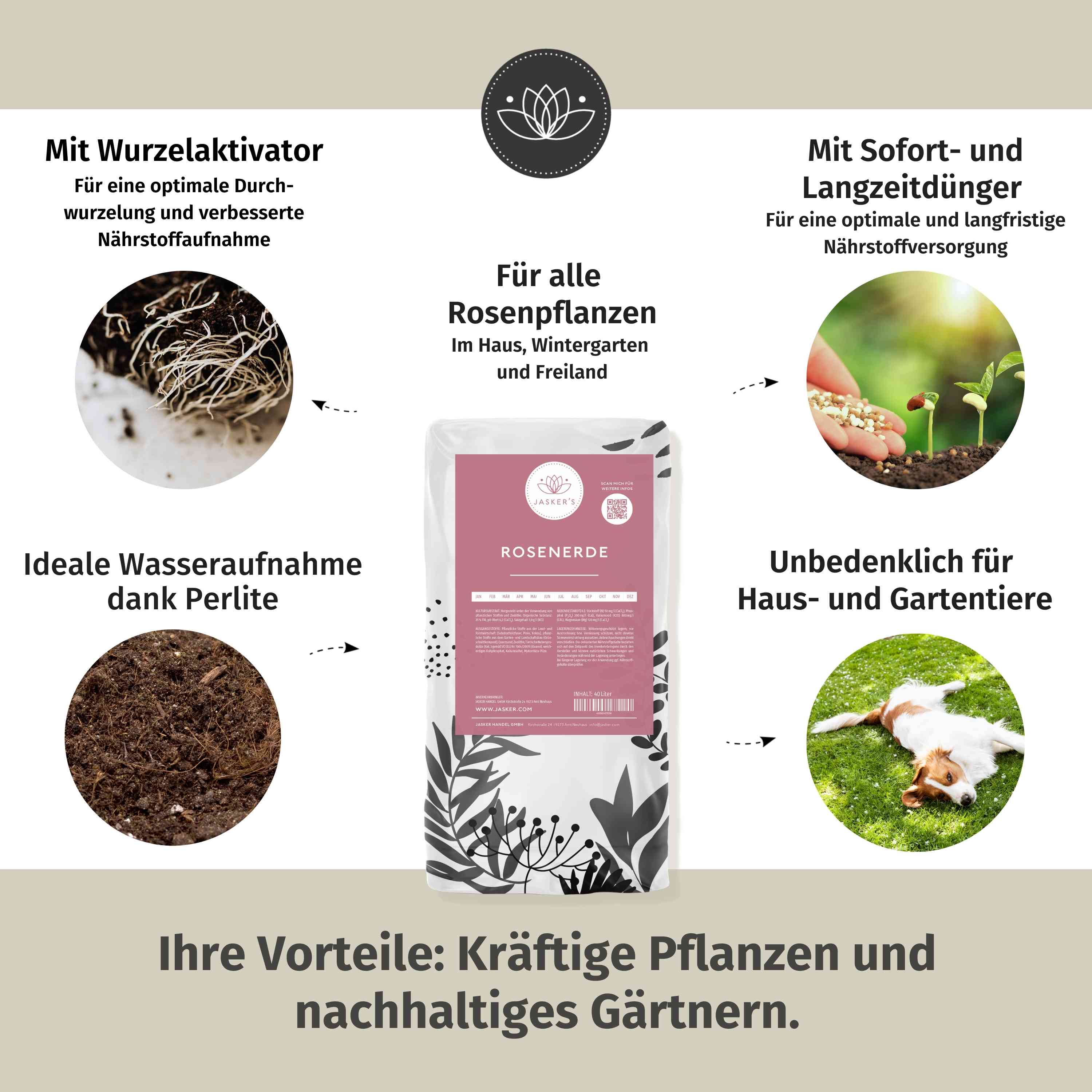 Rosenerde Bio 5 Liter - Blumenerde für Rosen - Erde für Rosen kaufen