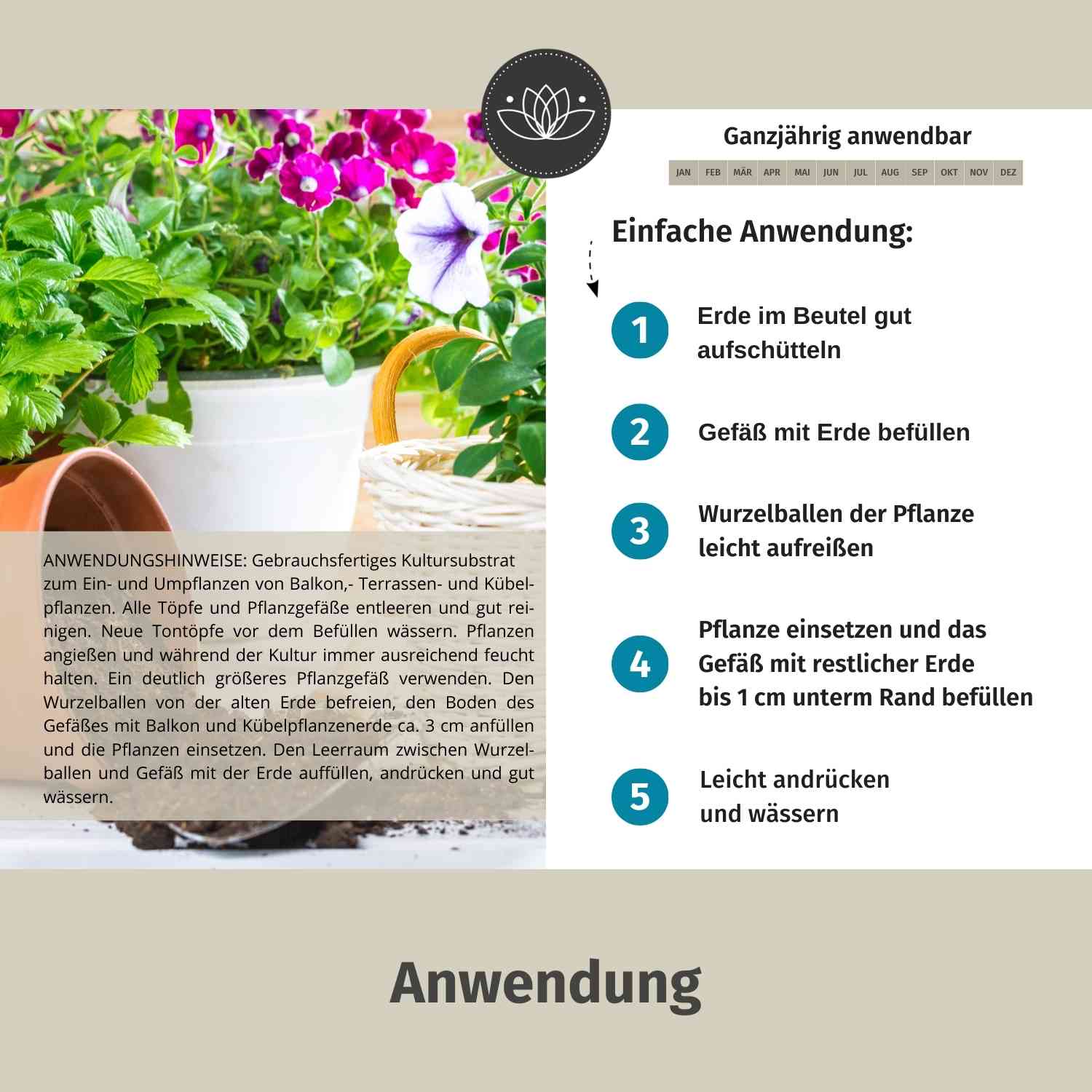 Blumenerde für Balkon- und Kübelpfanzen - 10L