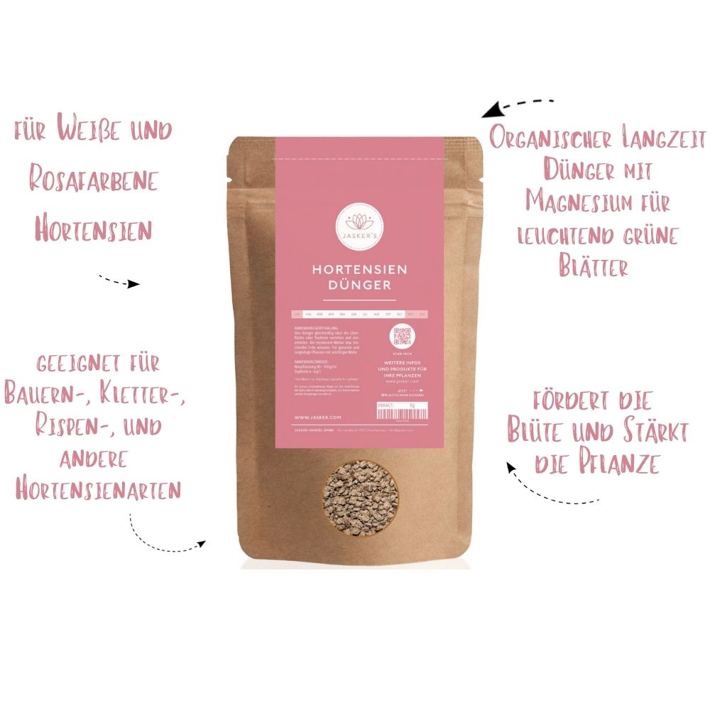 Hortensien Dünger - Dünger für alle Hortensienarten - 900g ca. 15 Pflanzen