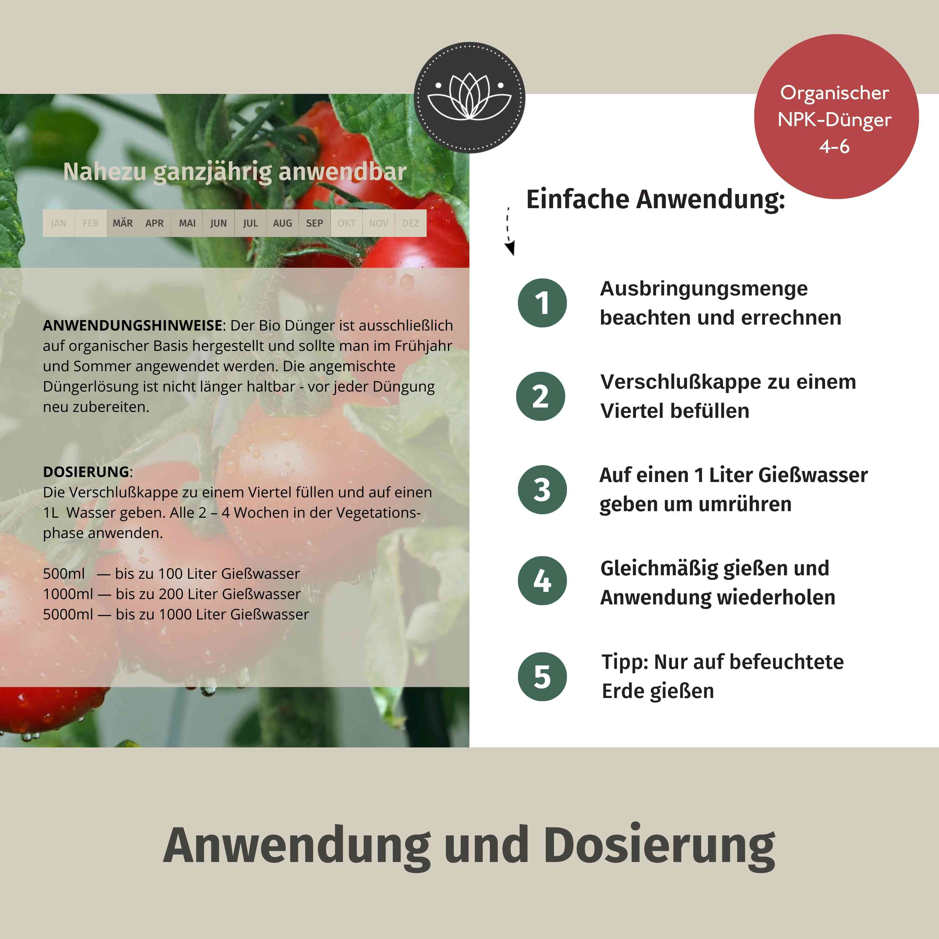 Tomatendünger Bio flüssig 1 Liter - Flüssigdünger für Tomaten