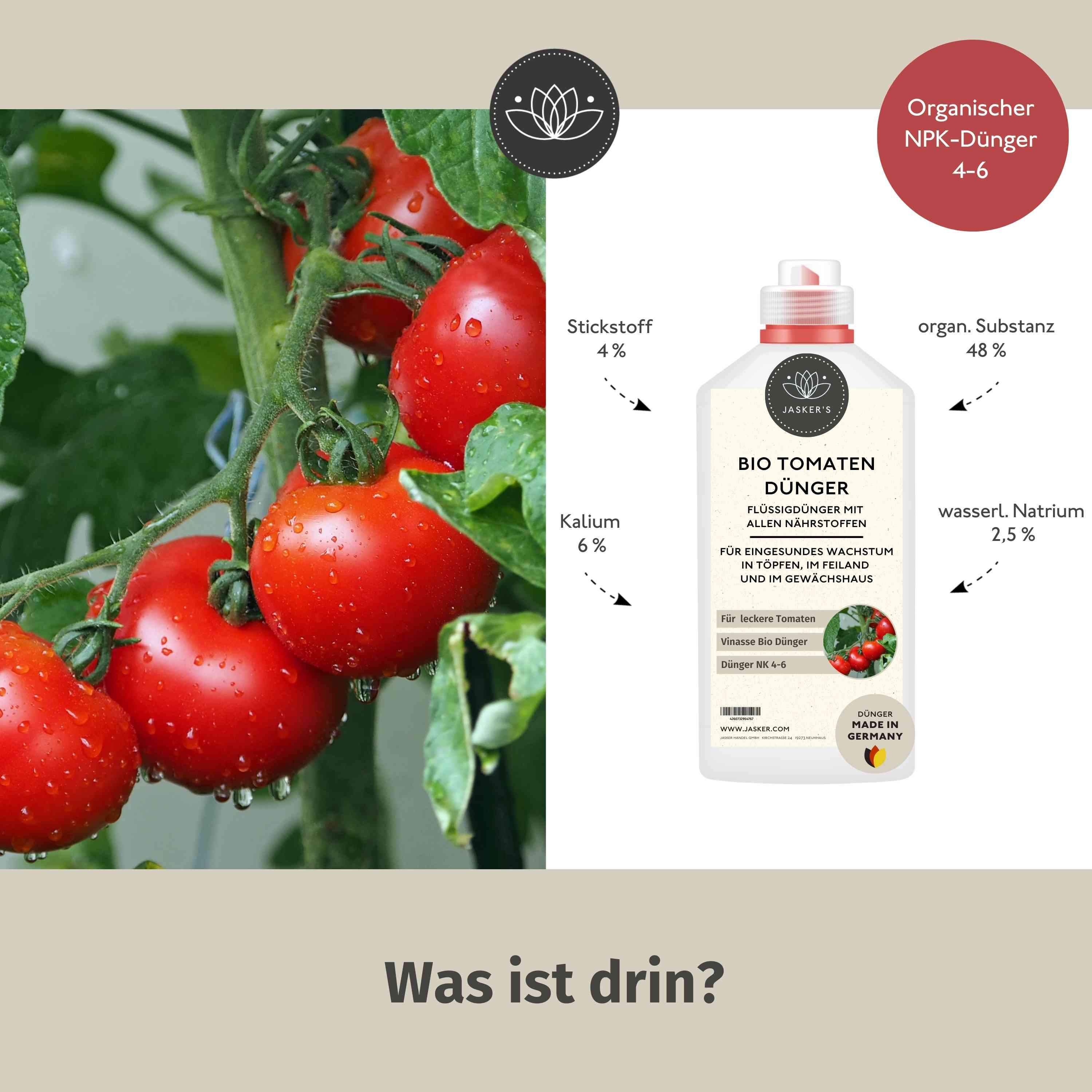 Tomatendünger Bio flüssig 2 Liter (2x1L) - Flüssigdünger für Tomaten