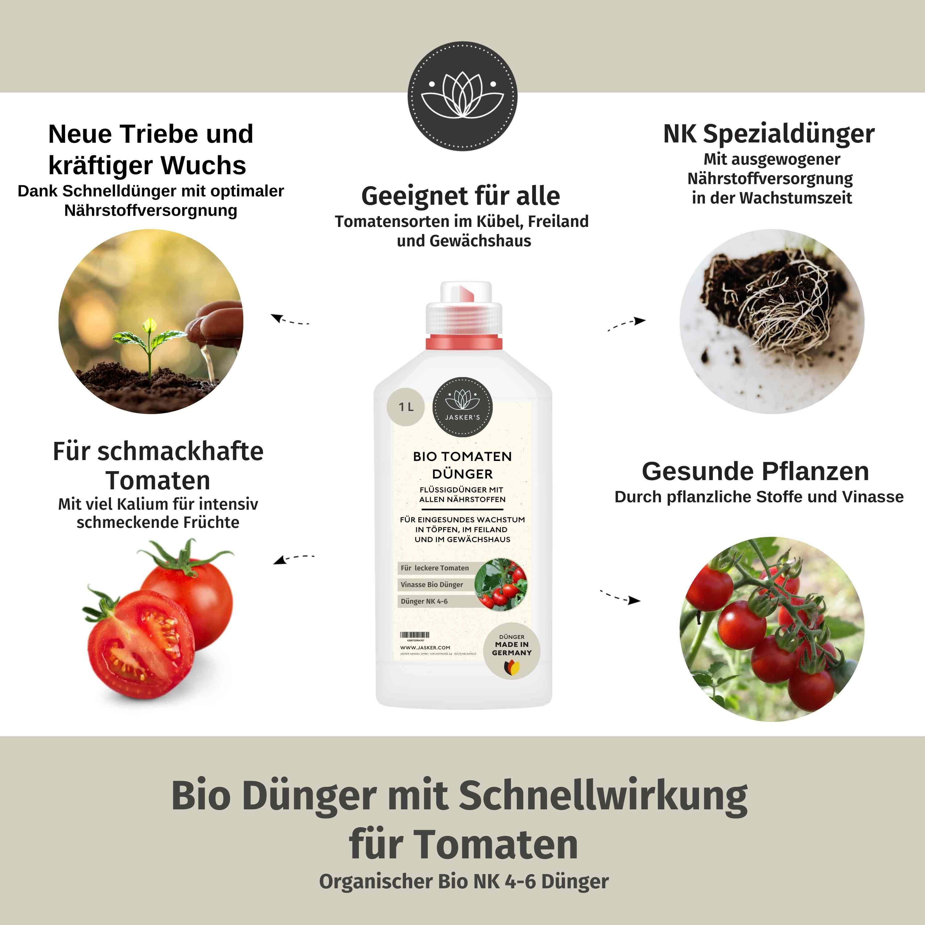 Tomatendünger Bio flüssig 2 Liter (2x1L) - Flüssigdünger für Tomaten