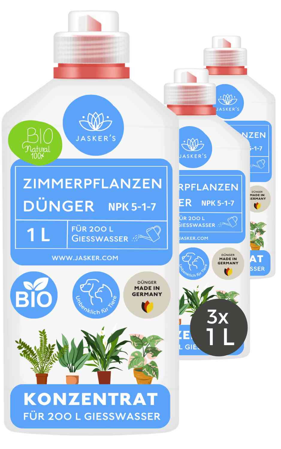 Zimmerpflanzen Dünger flüssig 3 Liter - Flüssigdünger für Zimmerpflanzen