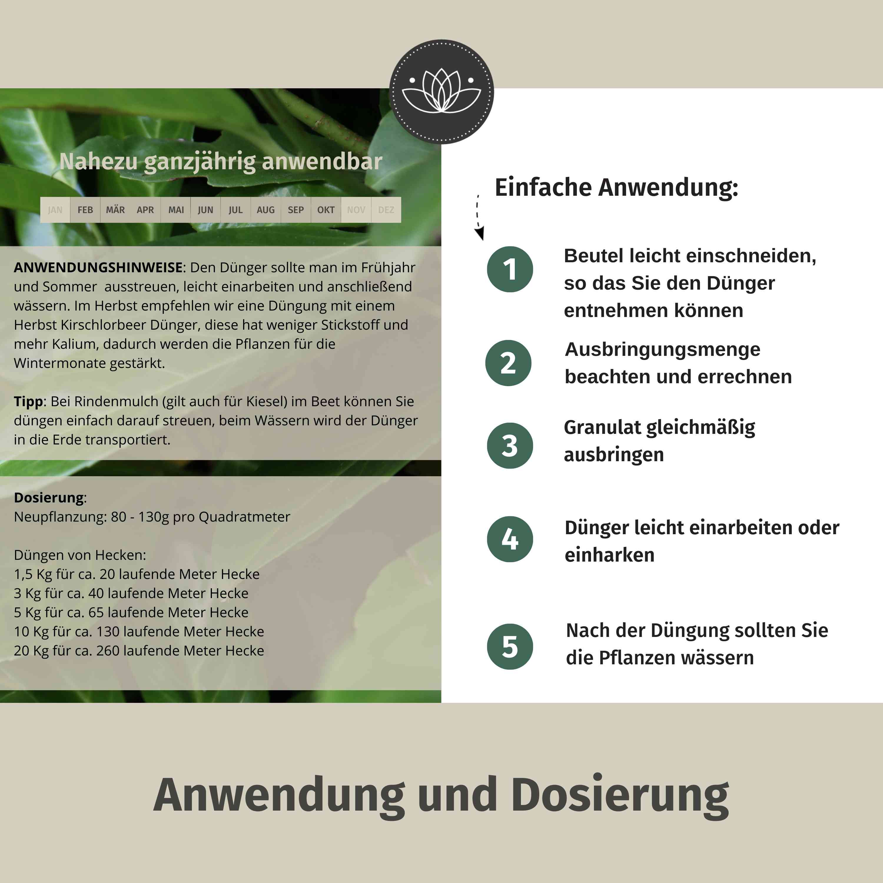 Kirschlorbeer Dünger Bio 900g - Für Alle Kirschlorbeer-Arten