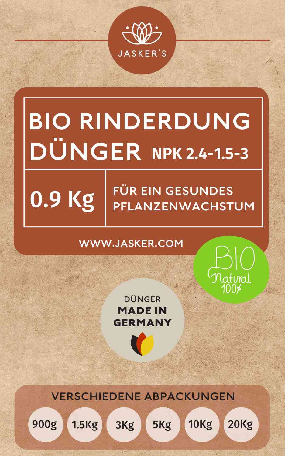 Bio Rinderdung Dünger 0.9Kg